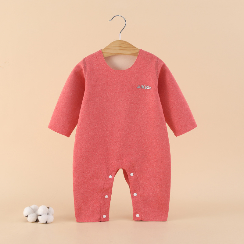 Wholesale of Derong baby one-piece suits for boys and girls, warm clothes for spring and autumn, newborn pajamas, and crawling clothes pic 5