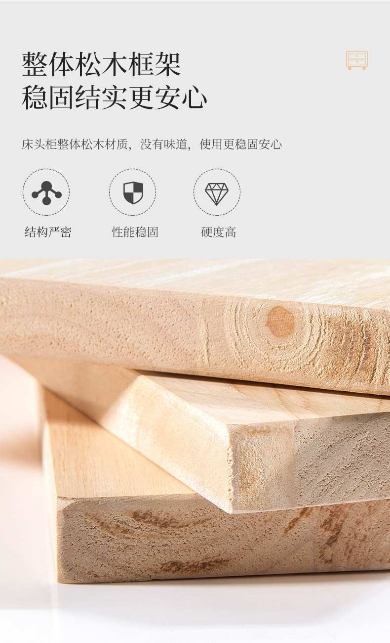 Smart bedside table, simple and modern, all-wood multi-functional wireless charging Bluetooth speaker, leather bedroom bedside cabinet pic 15