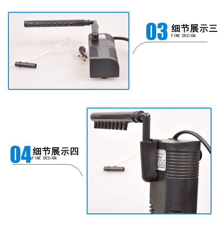 The three-in-one silent submersible water pump for fish tank filter is equipped with RS-062A filter material for the aquarium pic 8