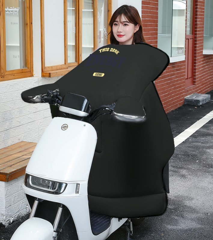 简约黑色款耐脏电动车挡风被加厚保暖冬季遮风套加宽侧翼挡风被详情13