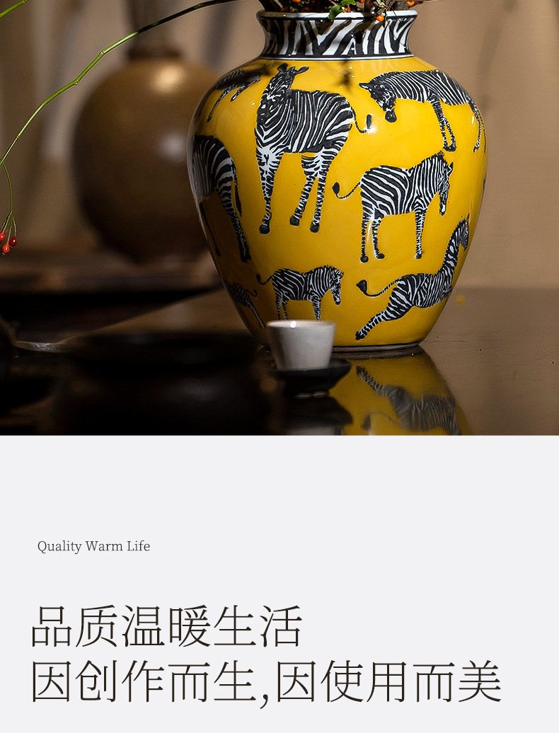 陶瓷花瓶黄色瓷器玄关摆件客厅居家插花高级感大号陶瓷瓶子详情10