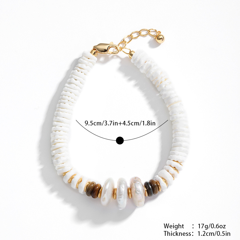 娜莎首饰套装美拉德风巴洛克珍珠贝壳虎眼石串珠项链耳环饰品套装详情6