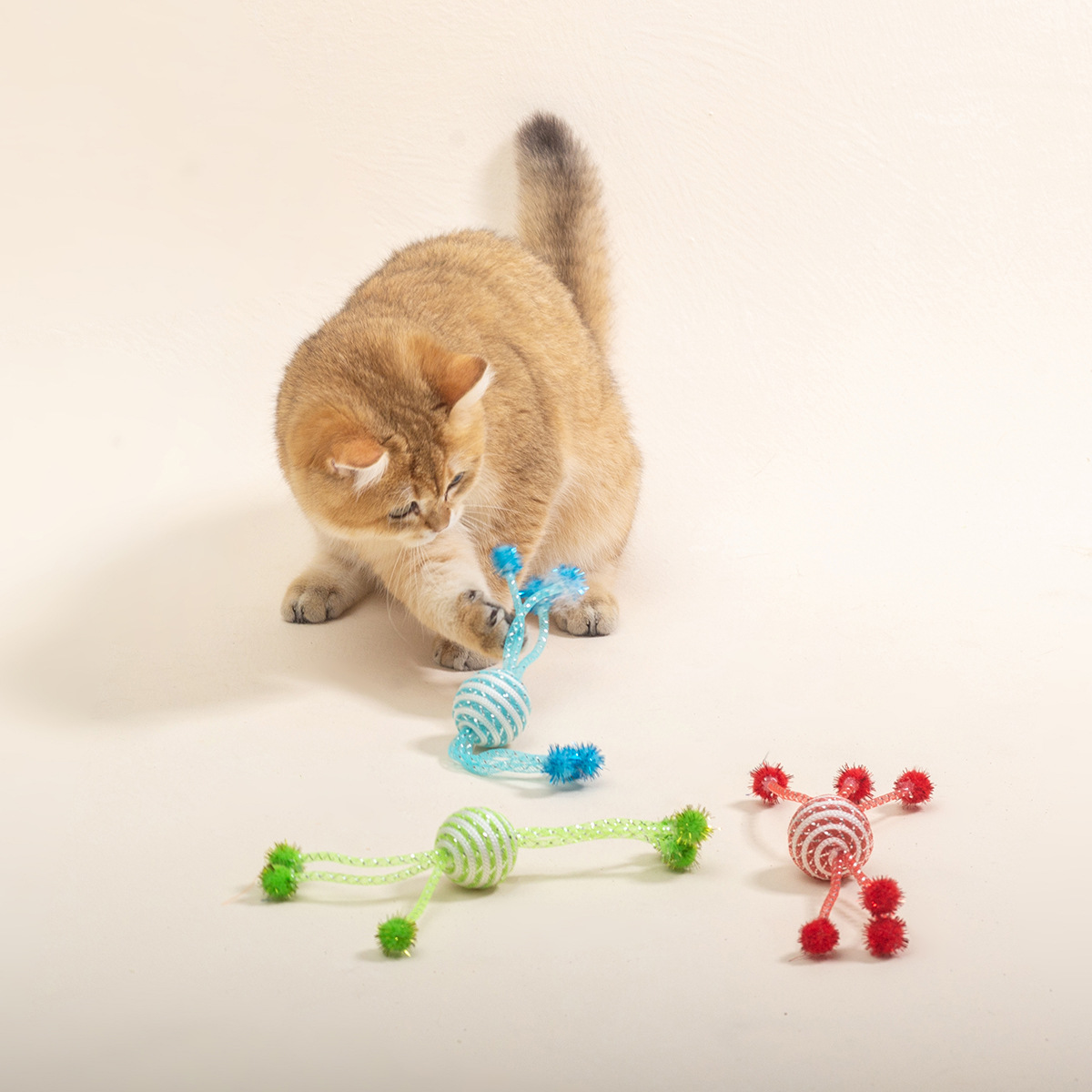 Gato juguetes tubo de malla alrededor de la cuerda bola de oro bola inteligente gato desde hi juguetes transfronterizos preferido en stock pie de fábrica directamente pic 14
