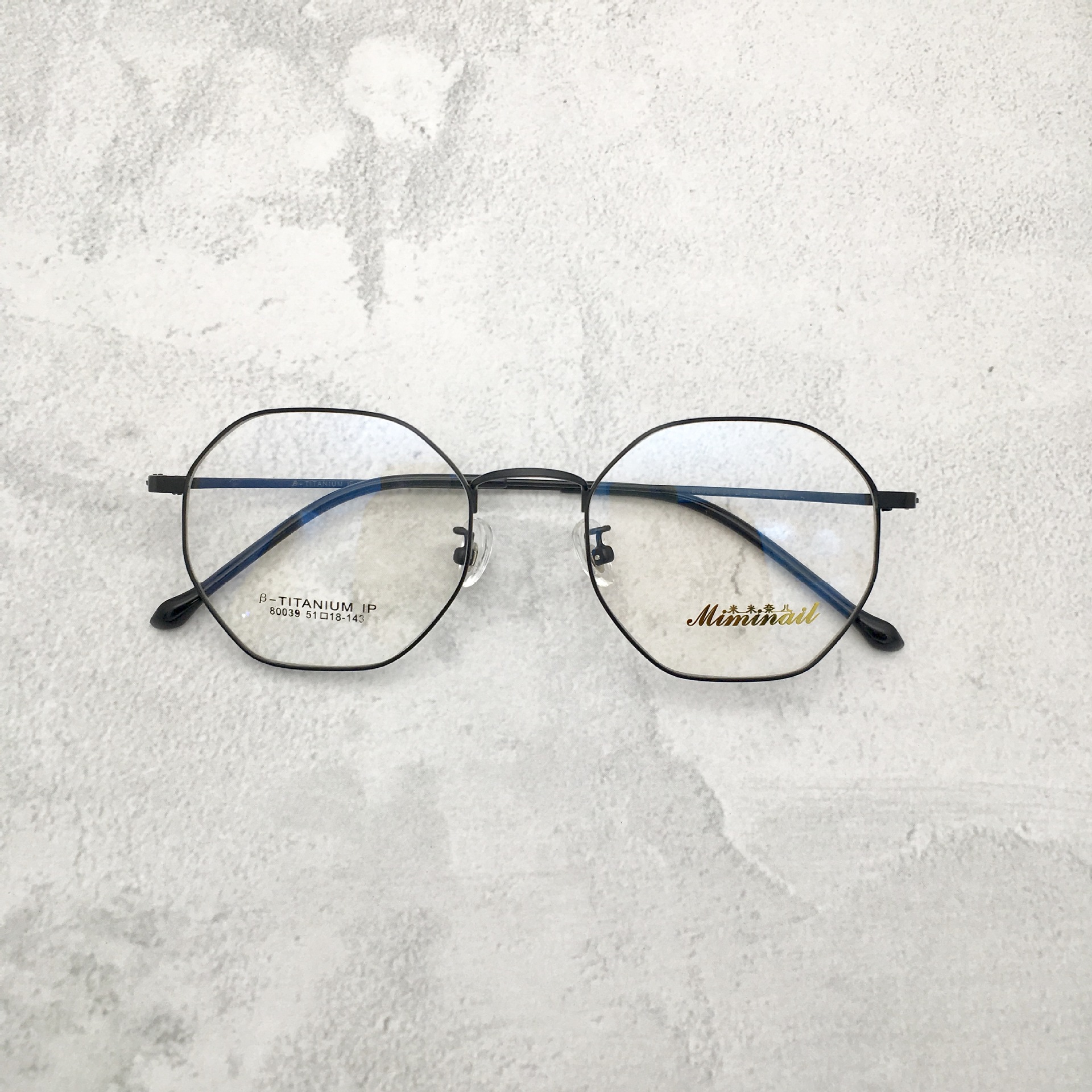 批发定制超轻小红书同款大框素颜风复古钛架男女款多边形眼镜框详情4