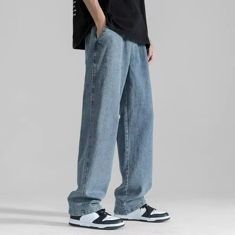 牛仔裤2024新款男潮牌高端夏季薄款宽松休闲男士长裤阔腿拖地裤子详情12
