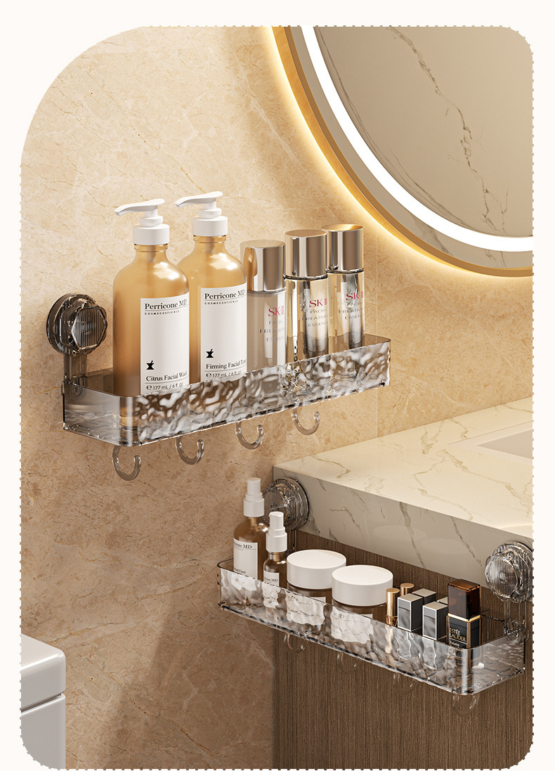 卫浴置物架卫生间浴室洗手台厨房轻奢免打孔壁挂墙上吸盘收纳架详情4