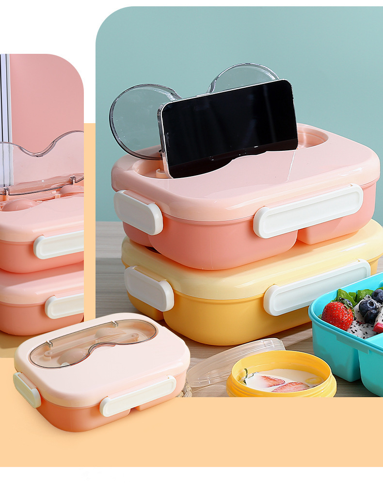 清新奶油风多规格带汤碗分格餐盒外出野餐水果沙拉盒学生便当餐盒详情12
