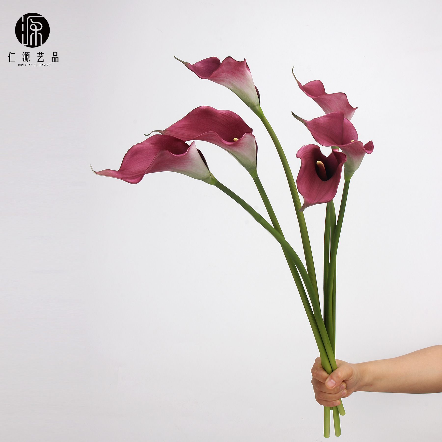 工厂直销 EVA马蹄莲仿真花海芋手感假花单枝婚庆家居插花配材道具详情10