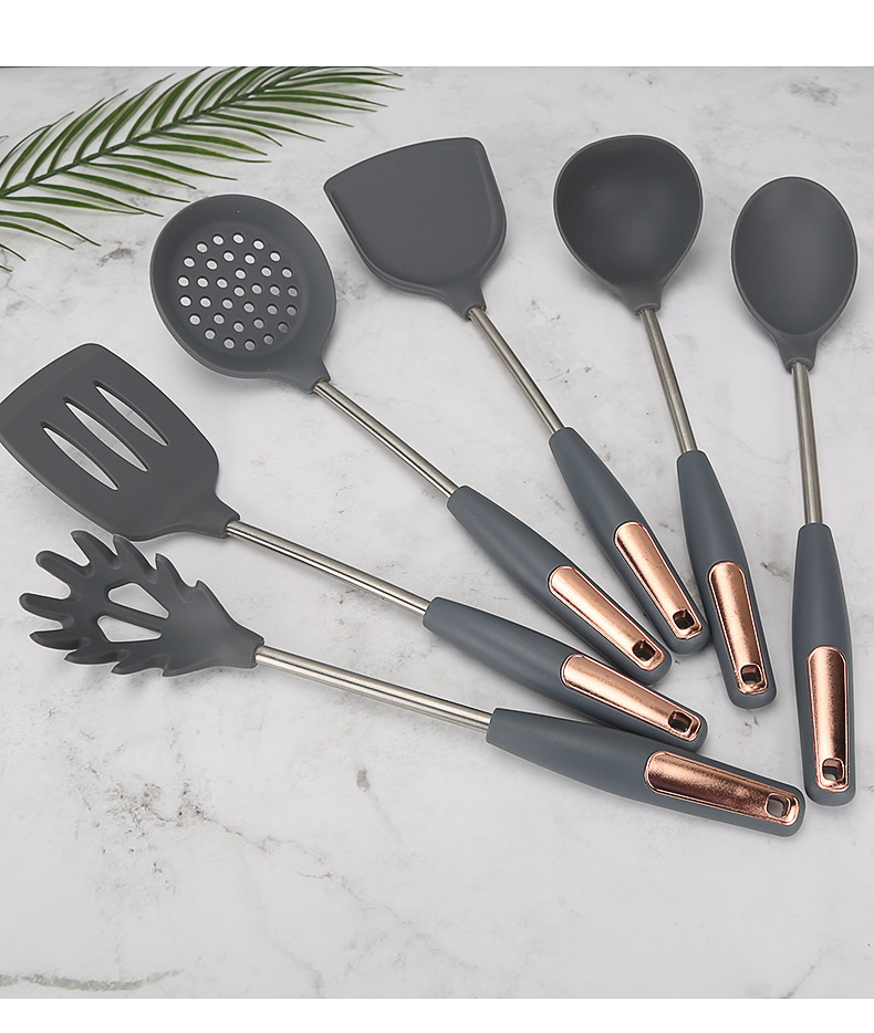 硅胶厨具7件套装 北欧风炒菜铲子家用锅铲炒勺子汤勺厨房厨具用品详情18