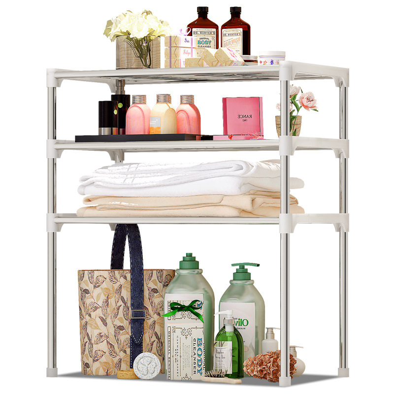 Three large practical floor-standing ironwork kitchen and bathroom shelves, partitions and storage racks pic 5