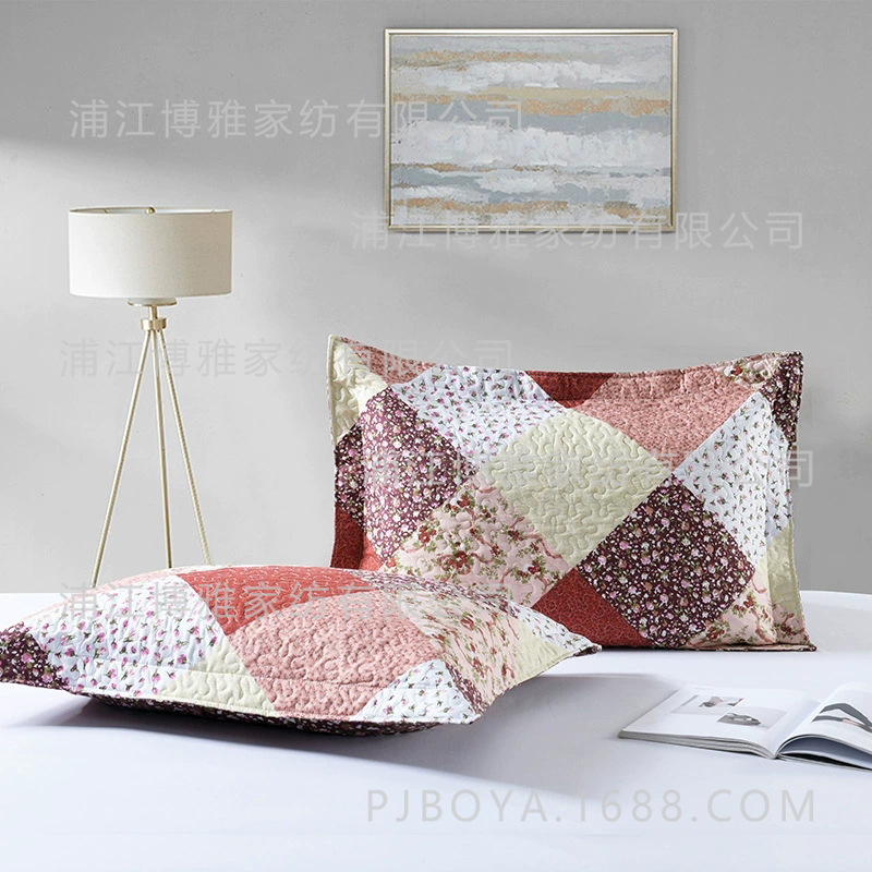 A three-piece set of soft and skin-friendly small floral polyester sewing quilt and bed cover with Boya printed and fresh Korean country style pic 11