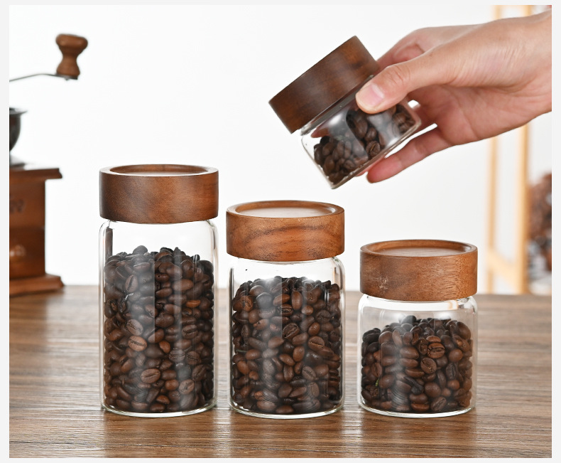 高硼硅透明带盖茶叶罐玻璃储物罐茶叶玻璃罐竹木储物罐收纳日用详情19