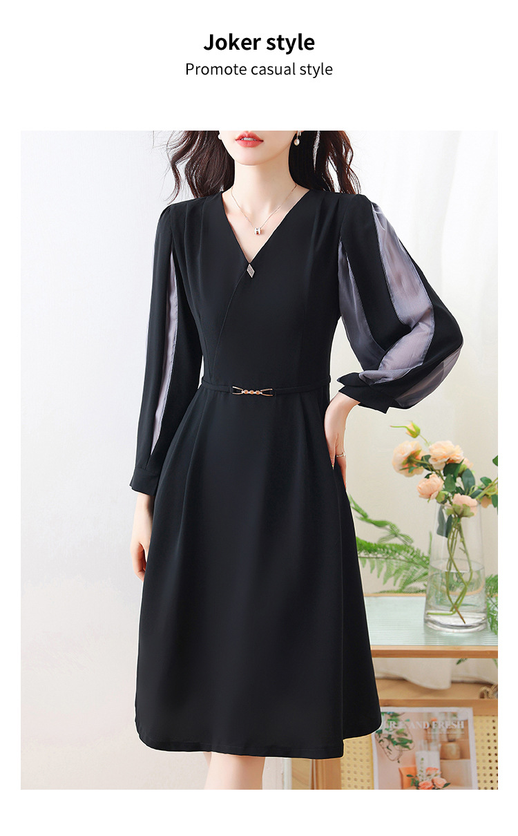 2024 real de mediana edad mamá vestido de aire vestido de otoño nuevo vestido de mujer primavera otoño temperamento de alta gama manga larga falda pic 12
