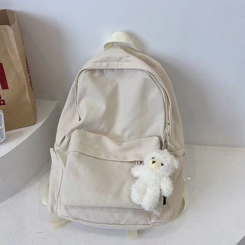 女学生校园古风防水帆布书包初高中生简约风纯色大容量双肩背包详情14