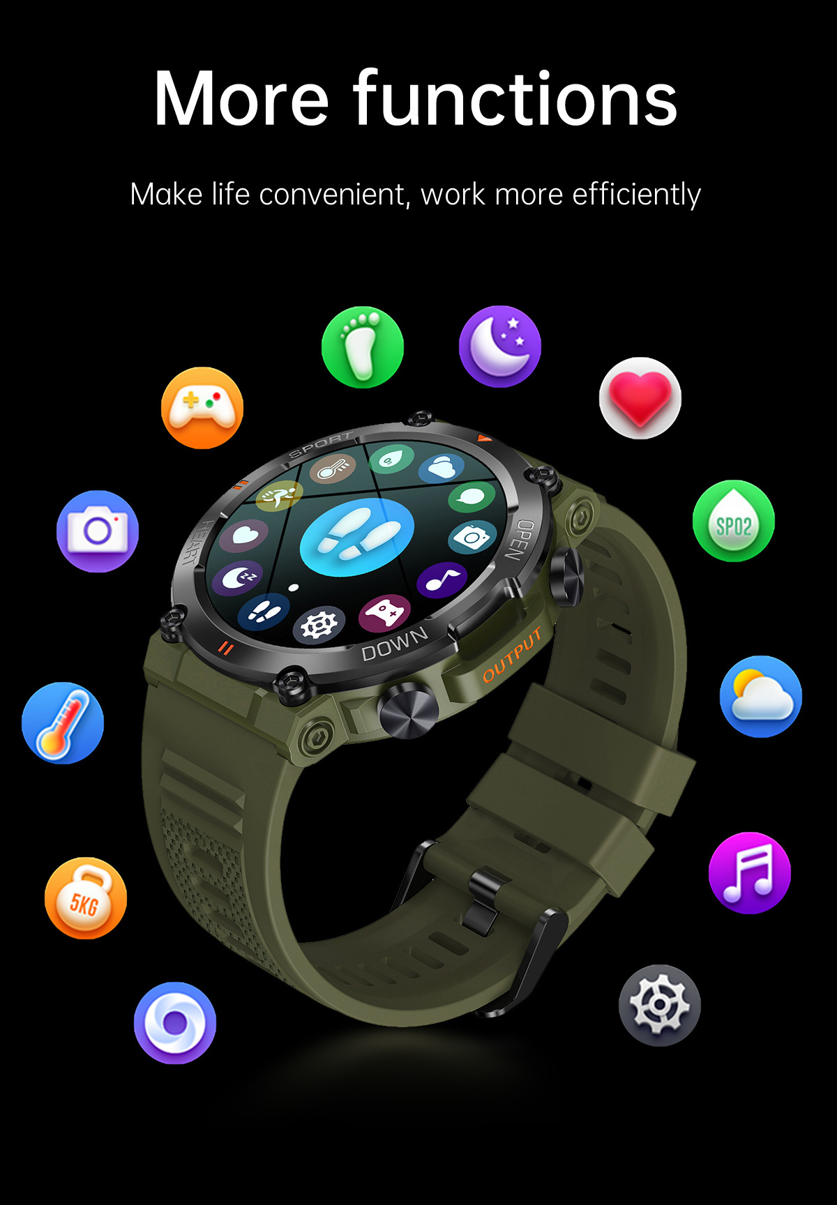 The new K56PRO three-proof communication smartwatch features music, weather, 1.39 inches heart rate, blood pressure and blood oxygen pic 14