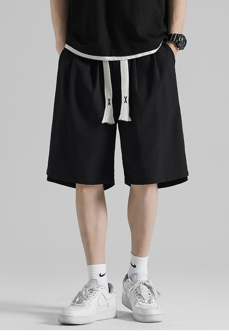 Ice silk shorts for men, summer thin basketball sports, quick-drying beach mid-length pants, loose workwear, casual 5-inch pants pic 8