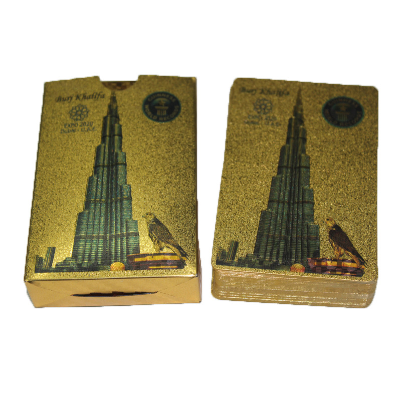 金箔扑克牌 土豪金镀金磨砂金彩色风景款扑克详情6