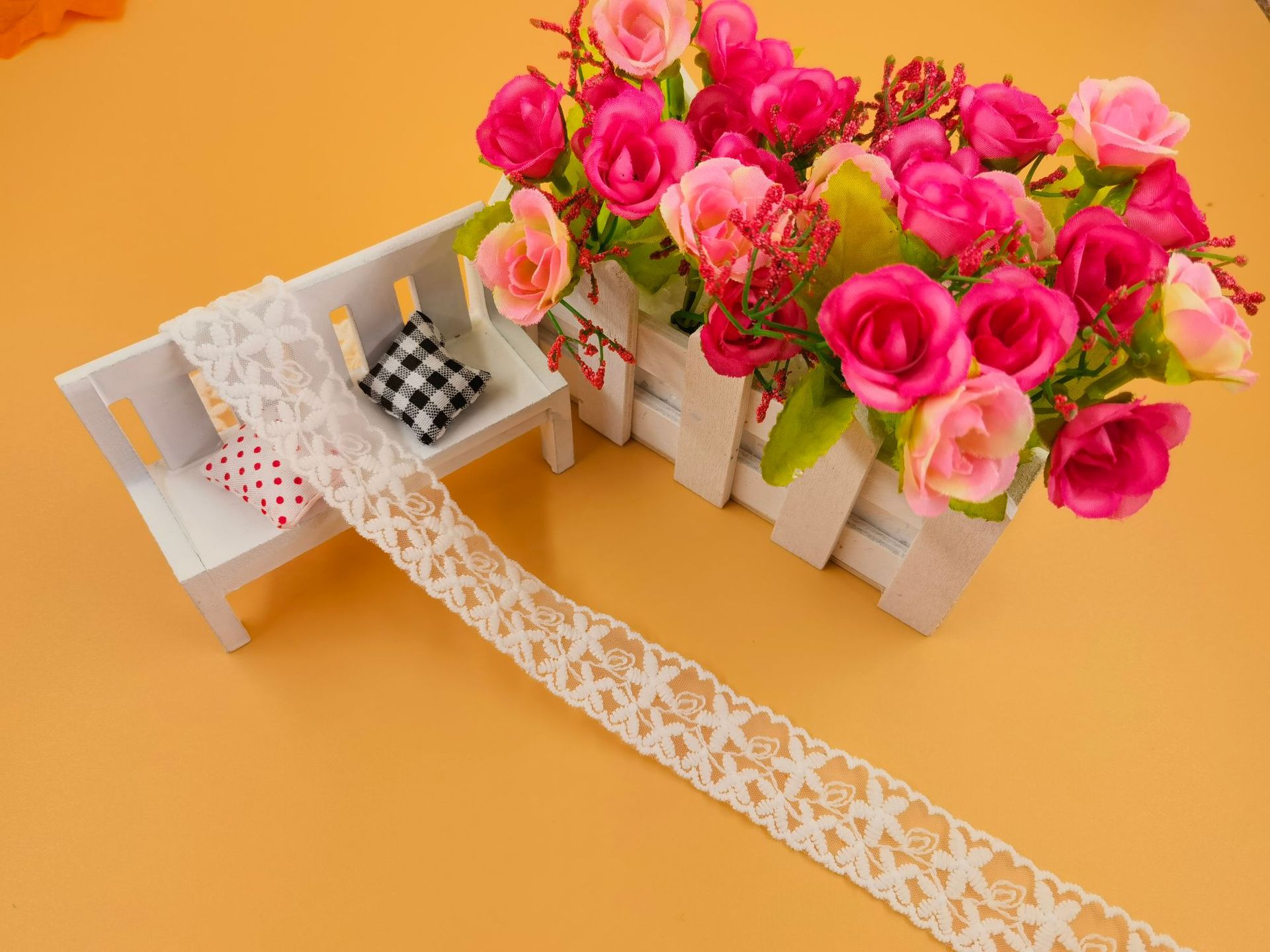 2.5cm new best-selling clothing lace accessories from the US network, double-sided lace lace accessories, mesh embroidery lace pic 10
