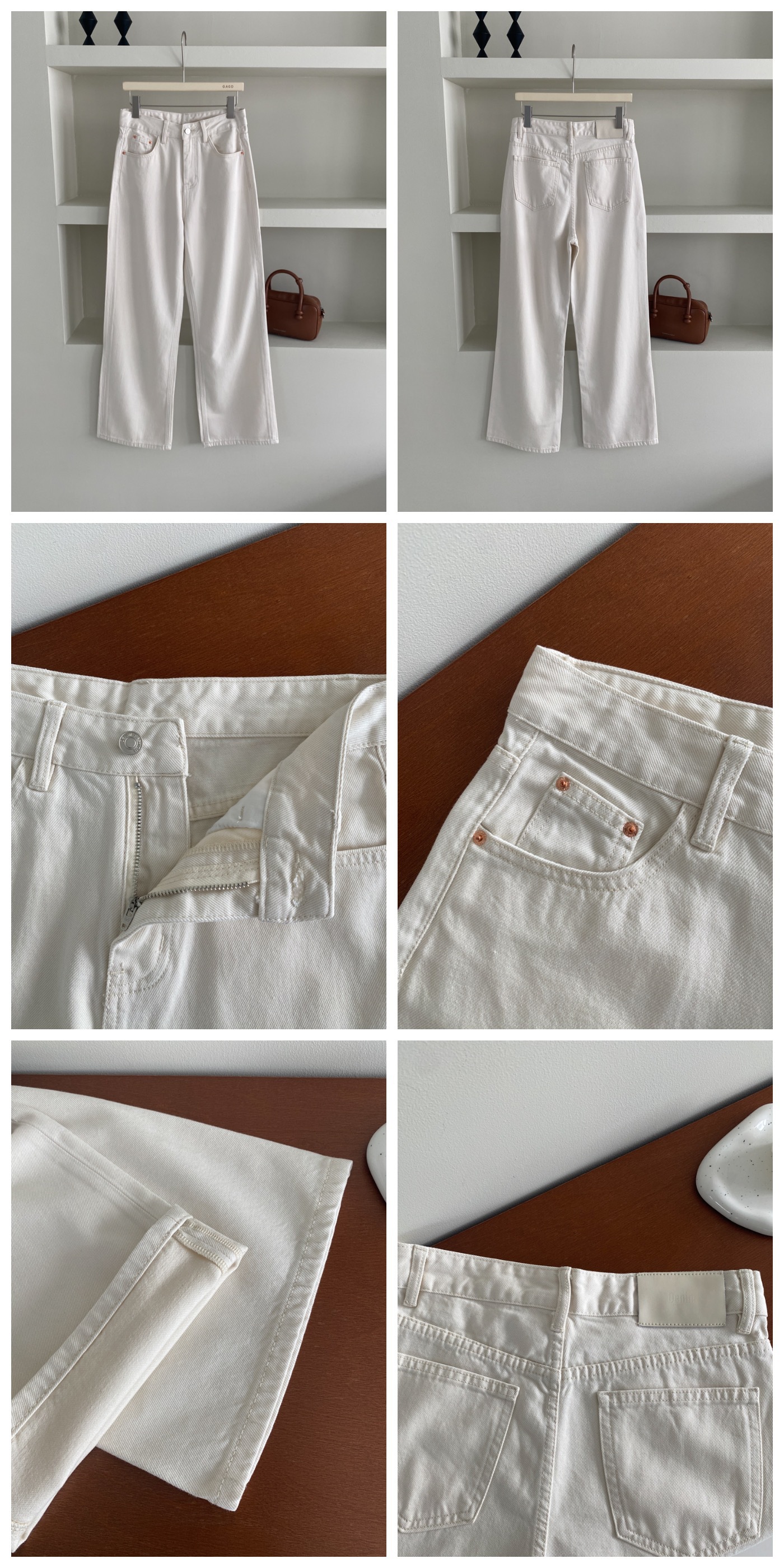 GAGD white Tencel wide-leg jeans for women, simple, loose and drape straight-leg jeans pic 15