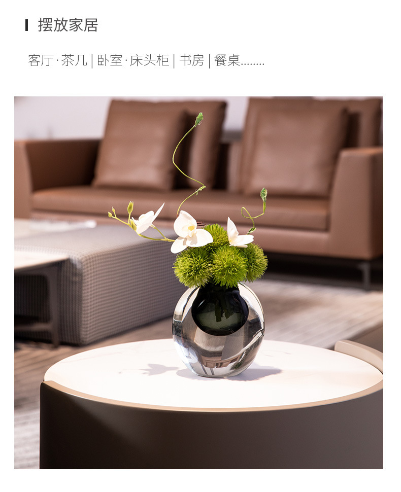 Glass vase, light luxury model room, soft decoration, living room ornaments, table flower arrangement, creative colored glass flower vases pic 4