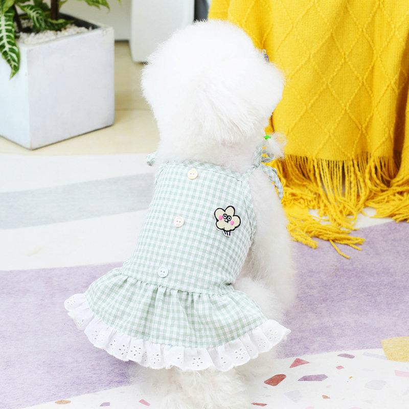 春夏新款宠物衣服彩扣花边裙中小型犬可爱时尚狗狗衣服服饰详情7
