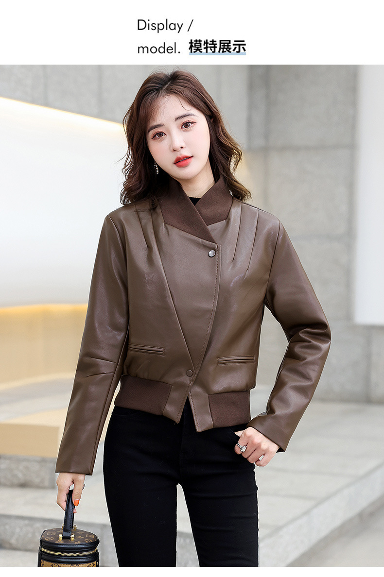 小个子港风纯色短款皮衣pu外套女2022年新款休闲夹克机车上衣潮详情13