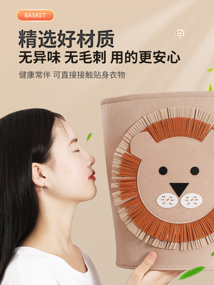 现货供应收纳桶卡通毛毡收纳筐学生高颜值杂物筐毛毡收纳桶批发详情11