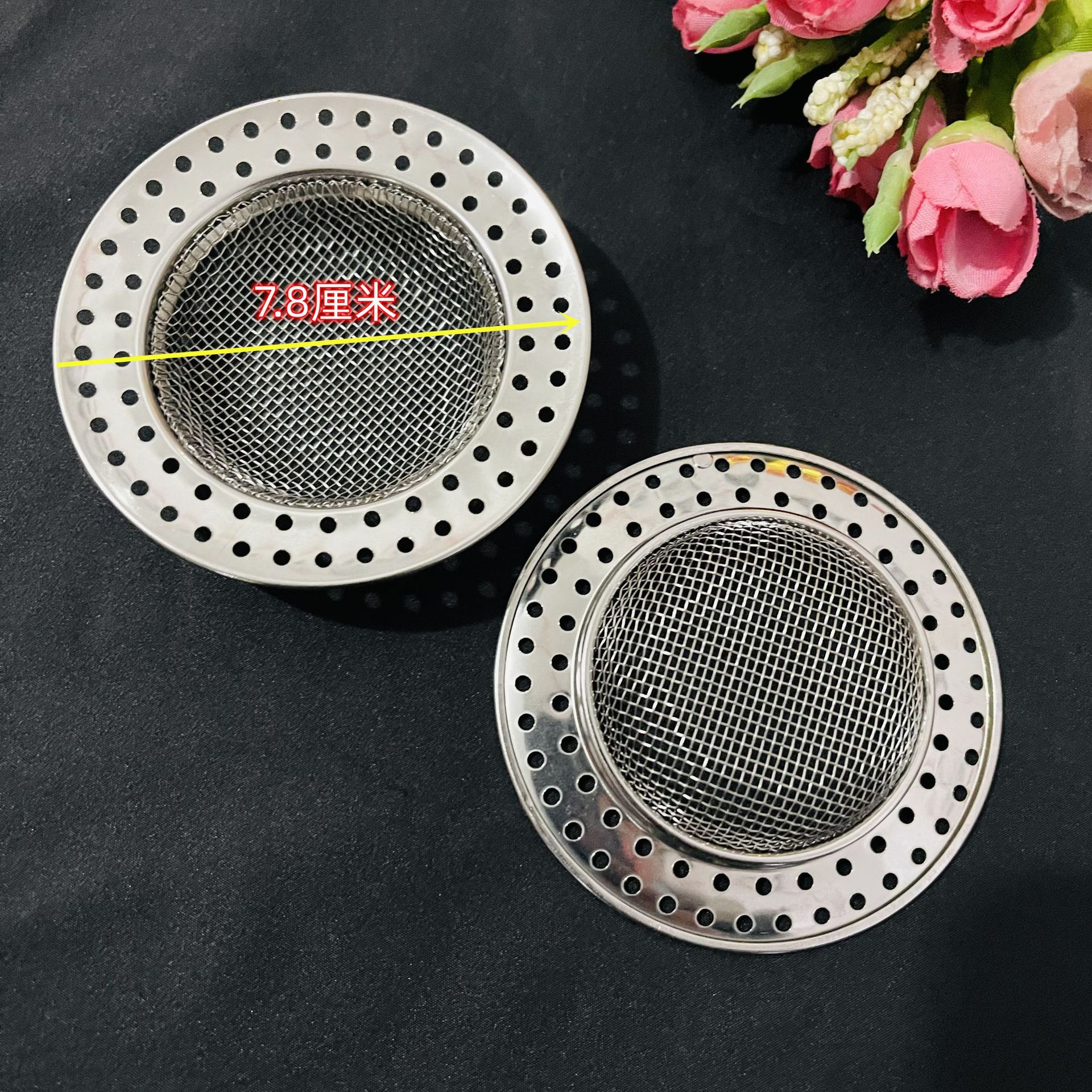 Universal stainless steel filter screen for kitchen sink, vegetable basin, sewer garbage filter screen, sink leaky plug head, 1 yuan pic 1