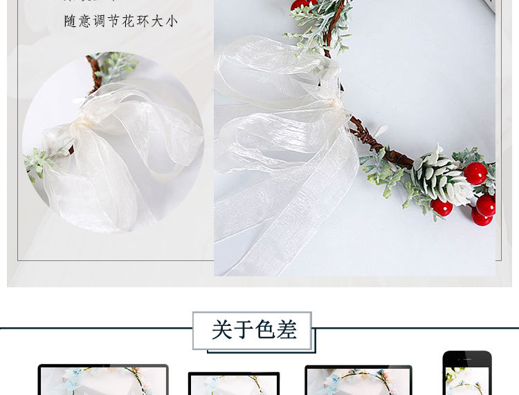 New best-selling Christmas wreath, red berry simulation wreath headband, wedding, travel, commemorative holiday headwear pic 15