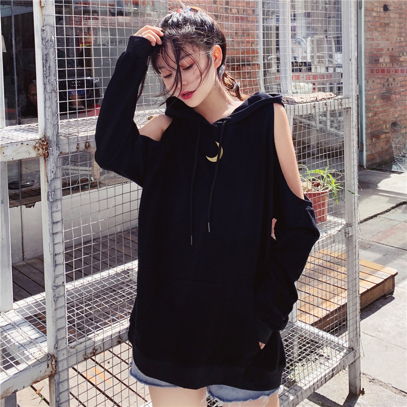 Autumn long off-the-shoulder vetiver hoodie for women, a new, laid-back and stylish loose hooded jacket pic 21