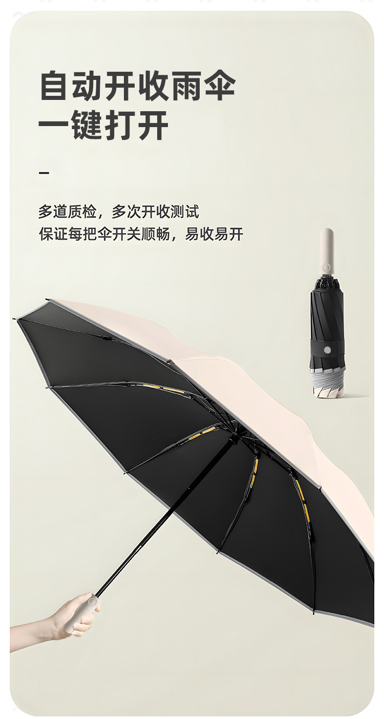 雨伞折叠伞反向双骨反光条晴雨伞加固抗风暴加厚黑胶雨伞自动大号详情12