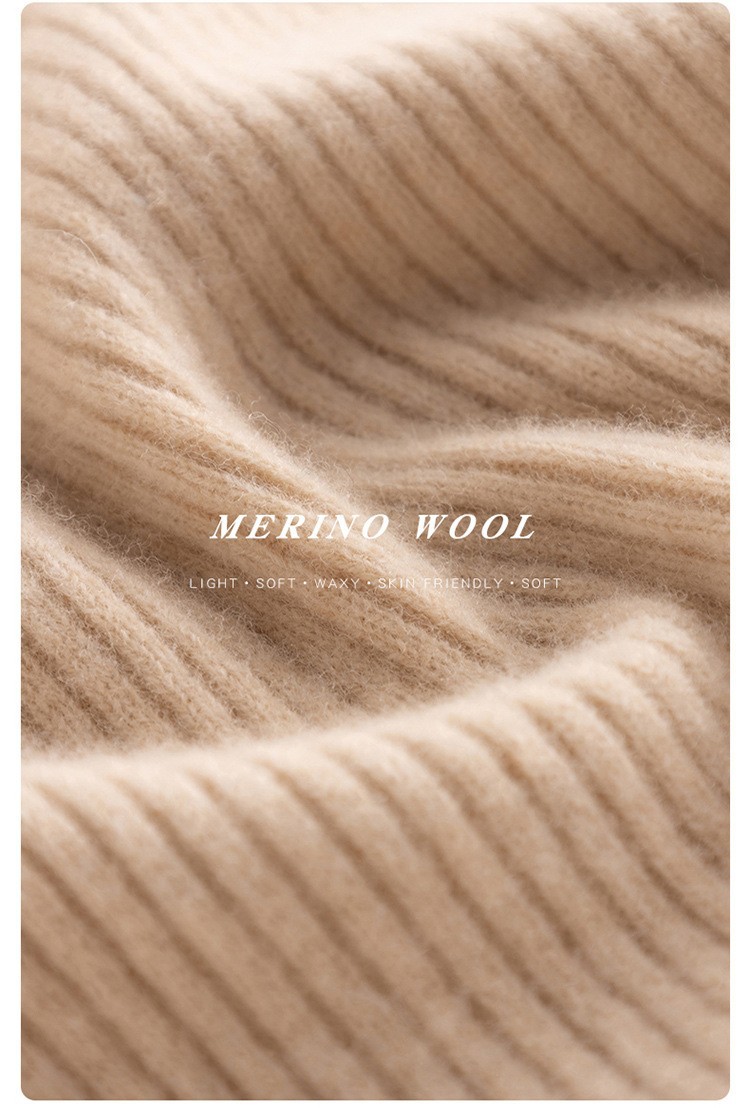 Early autumn semi-high-neck wool dress for women, mid-length sweater, knee-length cashmere knitted body-hugging skirt, long skirt as a base layer pic 7