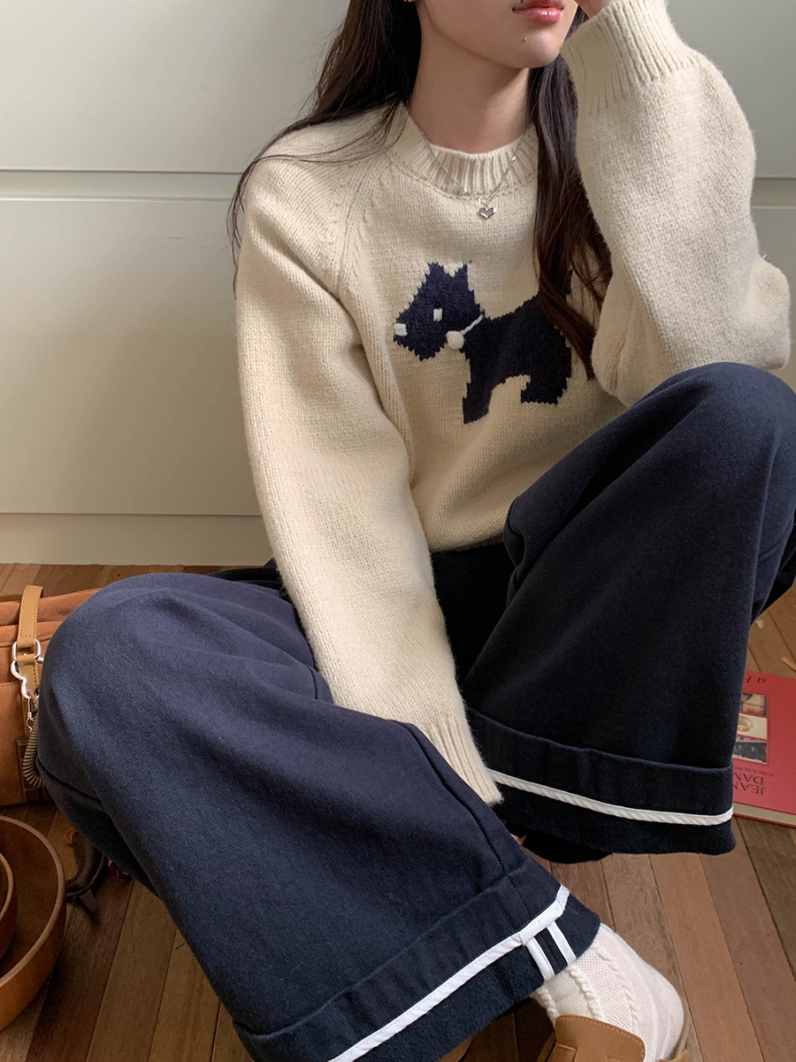 3th Morning North Island Park Korean Style Youthful Dog Embroidered Round Neck Pullover Sweater ZY2381 pic 65