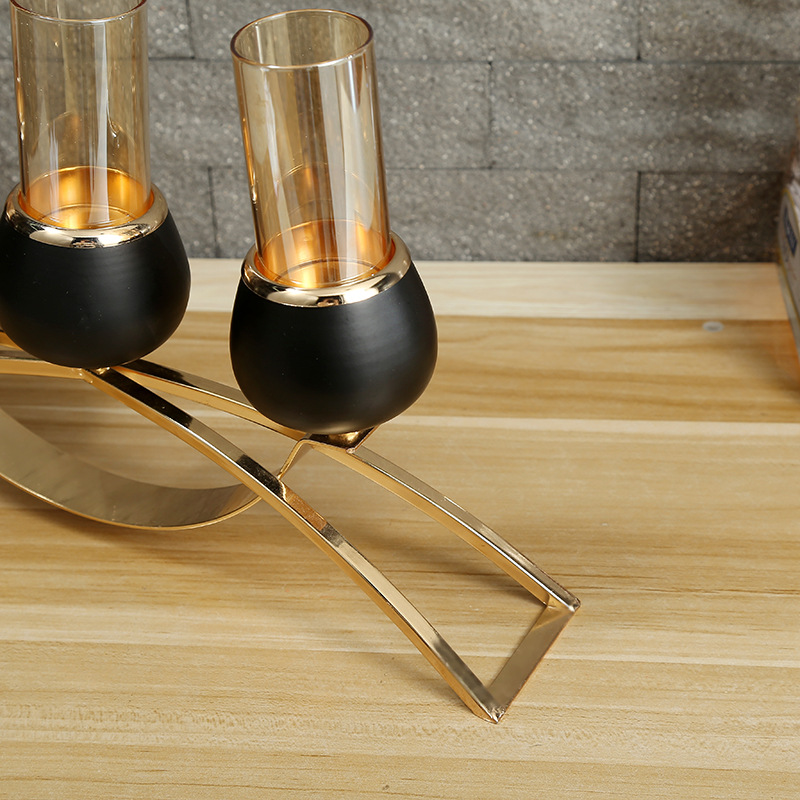 European-style luxurious metal candlestick model room hotel soft decoration items, candlelight dinner table decoration props pic 9