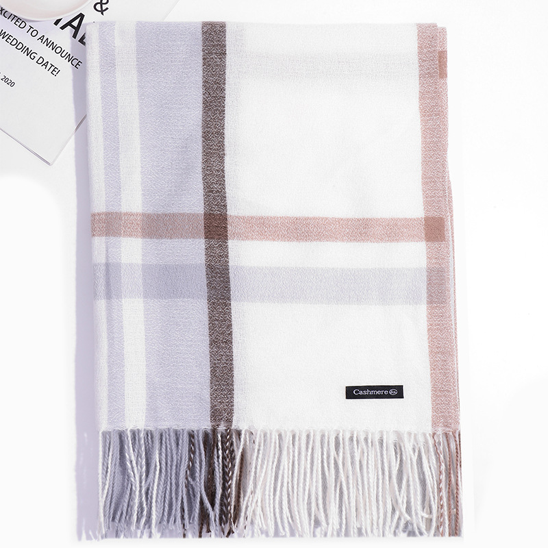 2023韩版长款格子围巾女冬季新款时尚保暖加厚仿羊绒流苏披肩外贸详情21