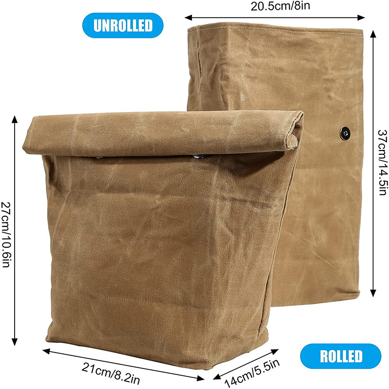 Waterproof and stain-resistant, reusable aluminum foil ice pack lunch box insulation bag, outdoor 8A oil wax canvas lunch insulation bag pic 16