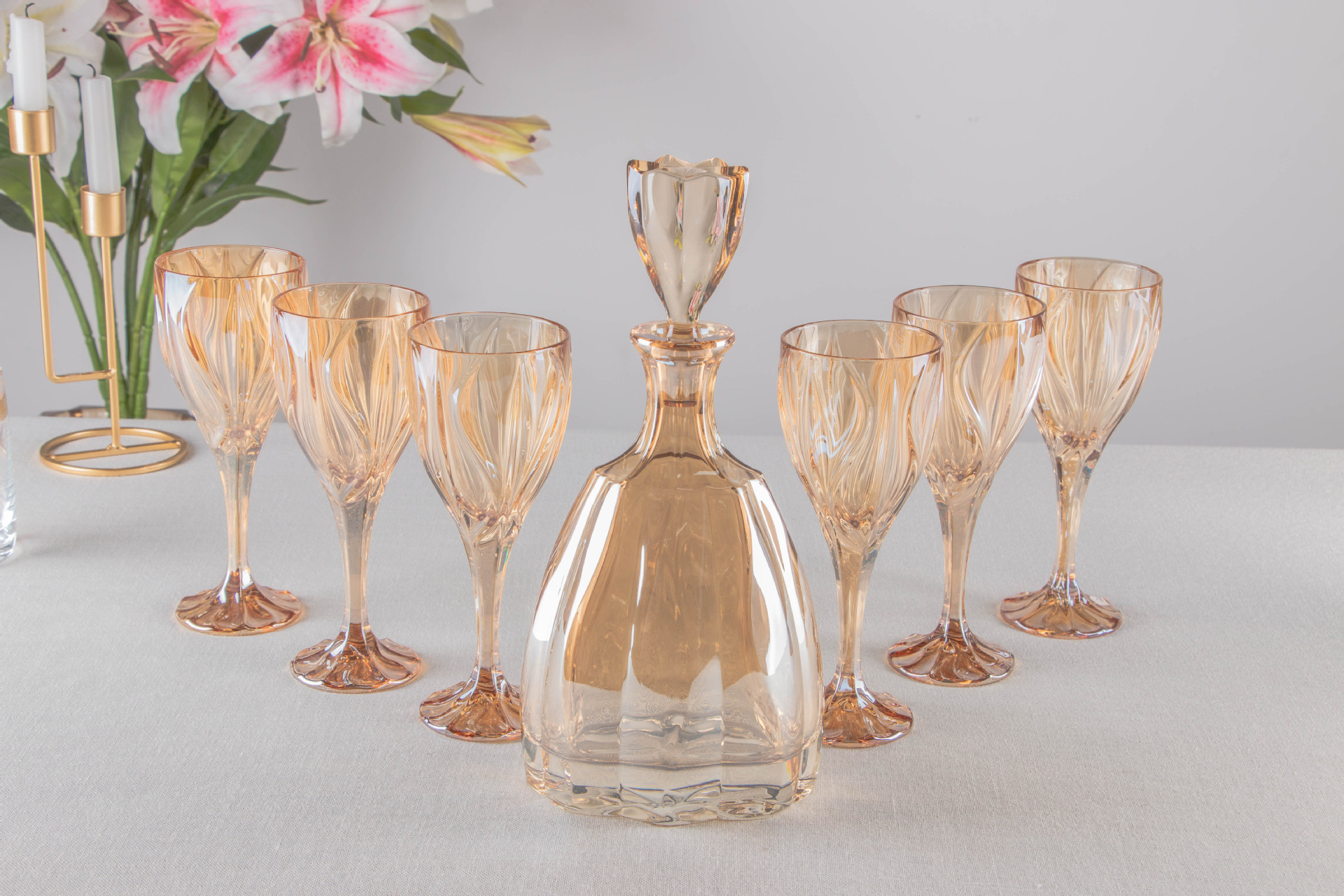 Clear crystal goblet colored champagne Transparent crystal glass Wine set Dazzling European wine Goblet wine set pic 9