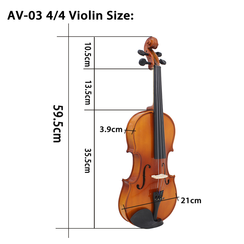 Aston Villa AV-03 Bright Natural color violin with Maple back and tiger grain solid wood Violin pic 3