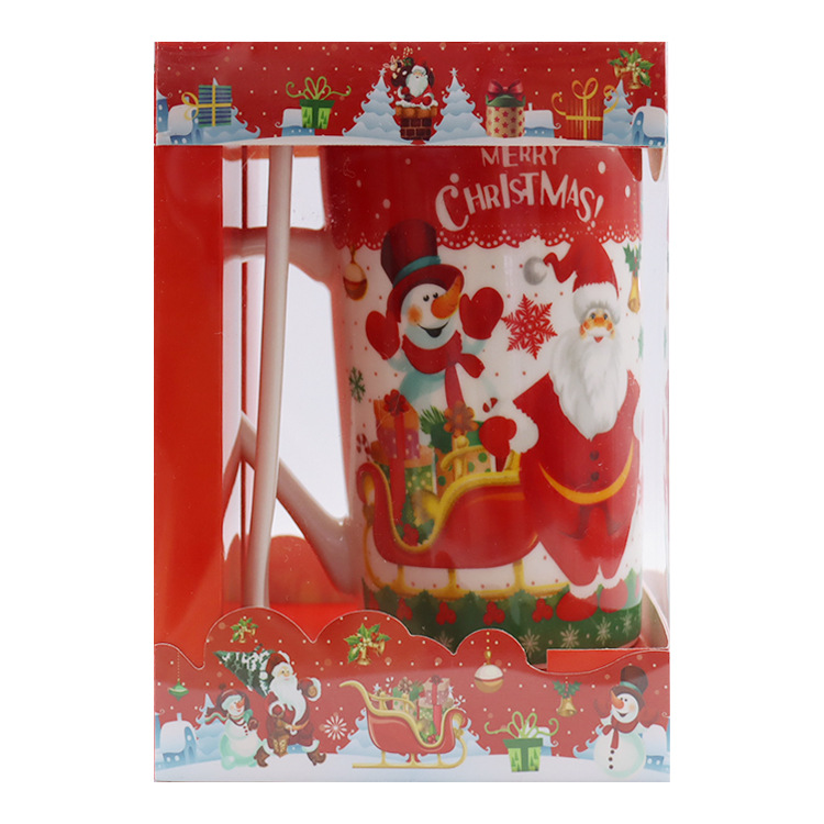 Christmas cup ceramic export English new style mug, water cup, coffee cup gift packaging with handle and spoon pic 5