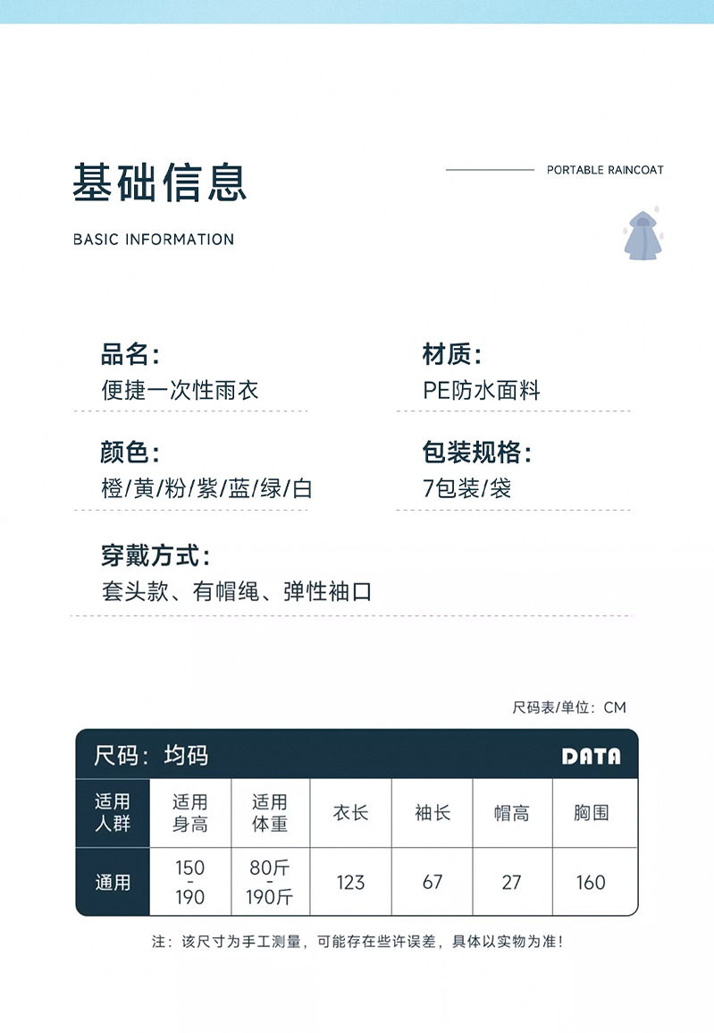 一次性雨衣成人儿童卡片加厚全身防暴雨透明便携旅游户外登山防水详情10