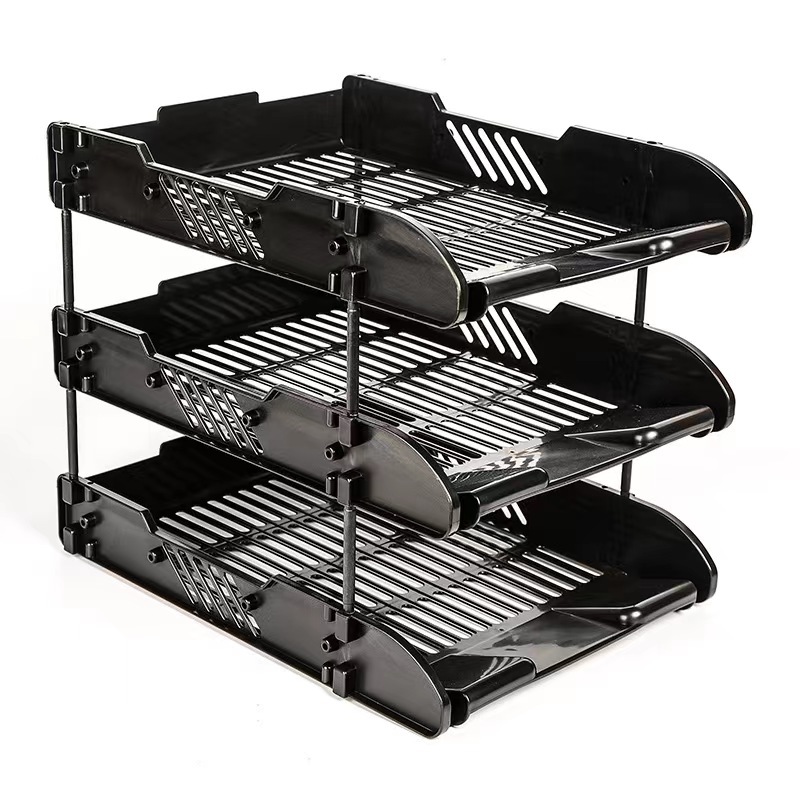 A428 稳固型文件架文件栏两层文件盘 塑料文件筐资料架详情2