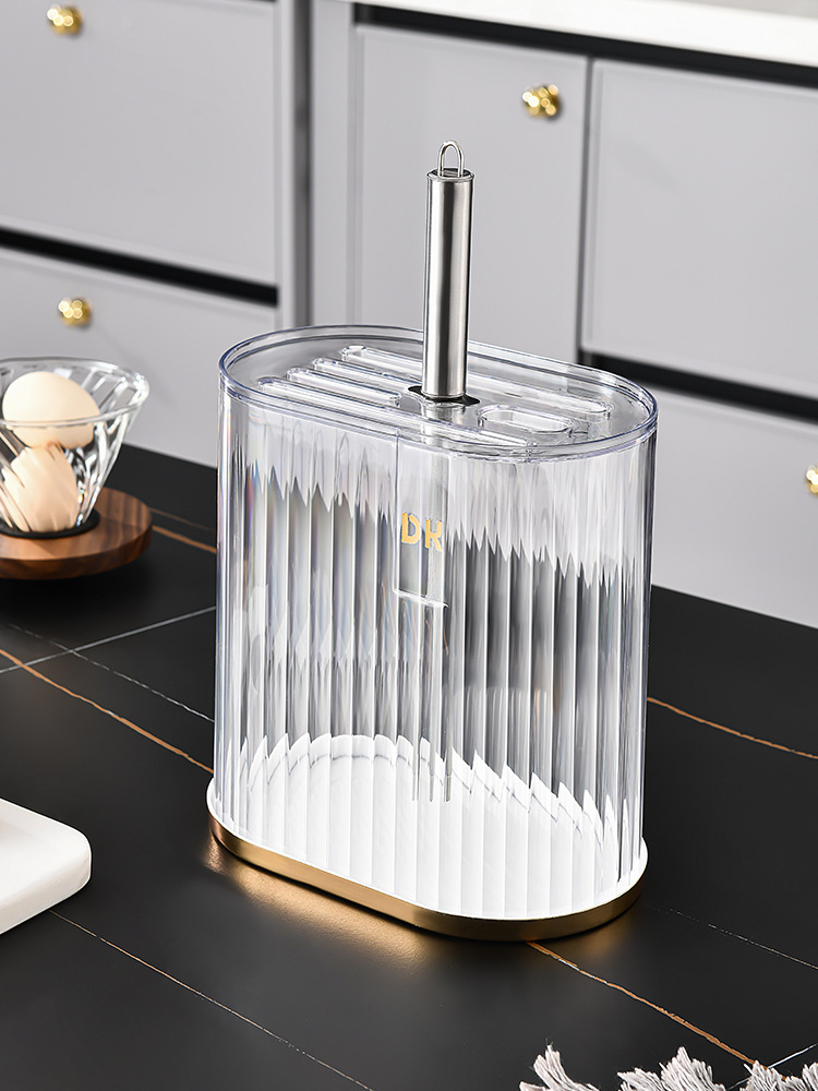 Transparent light luxury knife rack, household countertop, knife storage rack, kitchent-specific integrated draining countertop, new type of storage pic 7