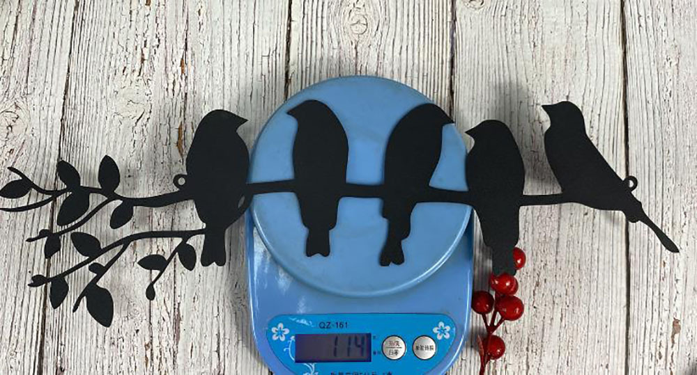 独立站金属鸟创意艺术五只鸟树枝墙上装饰品树叶雕塑鸟剪影小鸟详情9