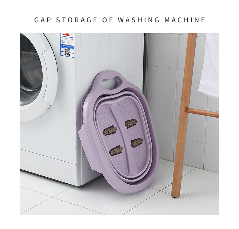 便捷式折叠足浴盆 按摩足浴桶新款带滚轮洗脚盆详情8