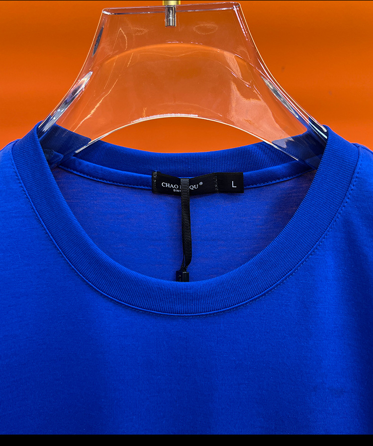 欧洲站 夏季2023新款短袖t恤高级感男士简约圆领休闲半袖体恤男装详情11