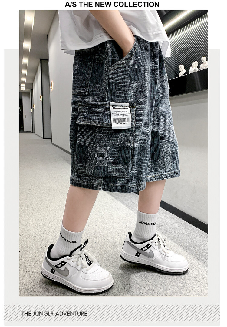 The 2022 new summer loose and stylish cotton capri shorts for boys are a trend of casual summer pants for middle-aged children pic 157