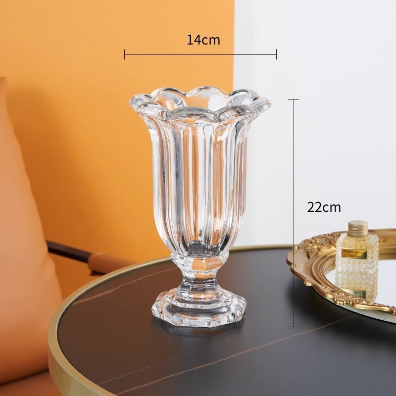 北欧ins高颜值罗马高脚风灯透明玻璃花瓶水养鲜花插花器餐桌摆件详情18
