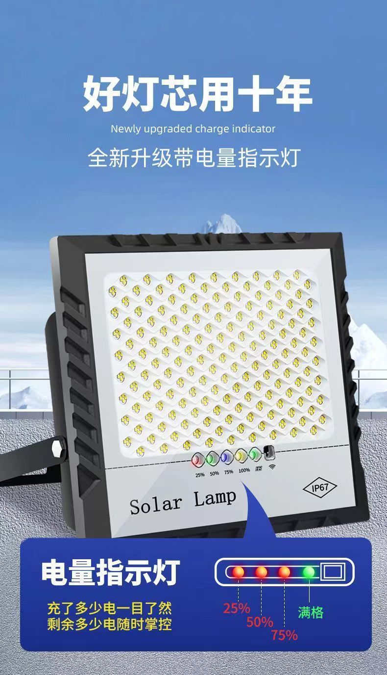 新款满天星太阳能投光灯 led光控防水路灯定时照明户外庭院灯批发详情7