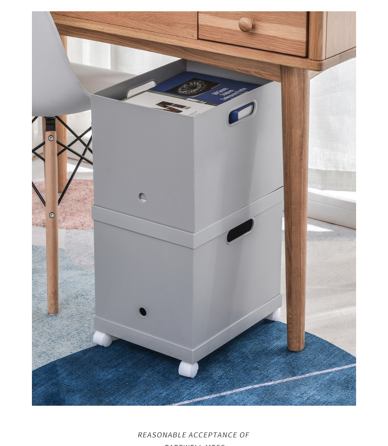W15 portable pulley storage box, plastic PP file desktop organization box, A4 paper storage dust-proof storage box pic 13