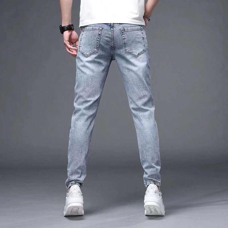 2024 Summer thin, high-end printed, embossed and diamond-encrusted jeans for men, slimming Korean style, versatile, elastic and casual long pants for men pic 6